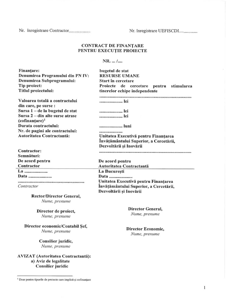 Model Cadru Contract de Finantare TE 2023 PDF