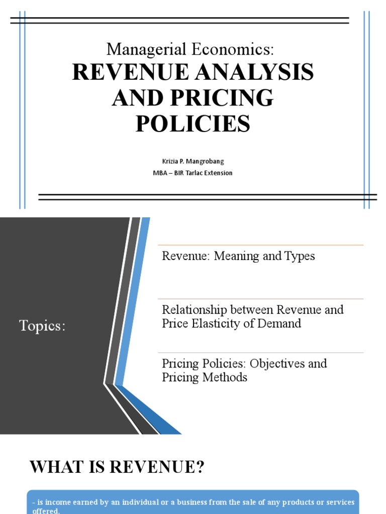 Revenue Analysis and Pricing Strategies | PDF | Demand | Price ...