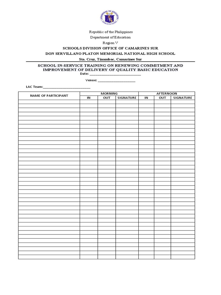 Attendance Sheet Lac Session | PDF