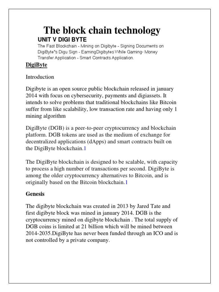 DigiByte Blockchain: Features & Mining | PDF | Cryptocurrency | Bitcoin