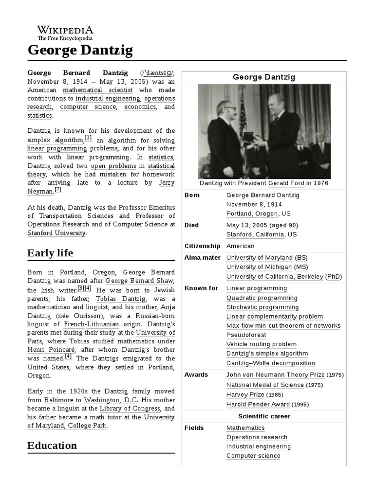 George Dantzig | PDF | Linear Programming | Science
