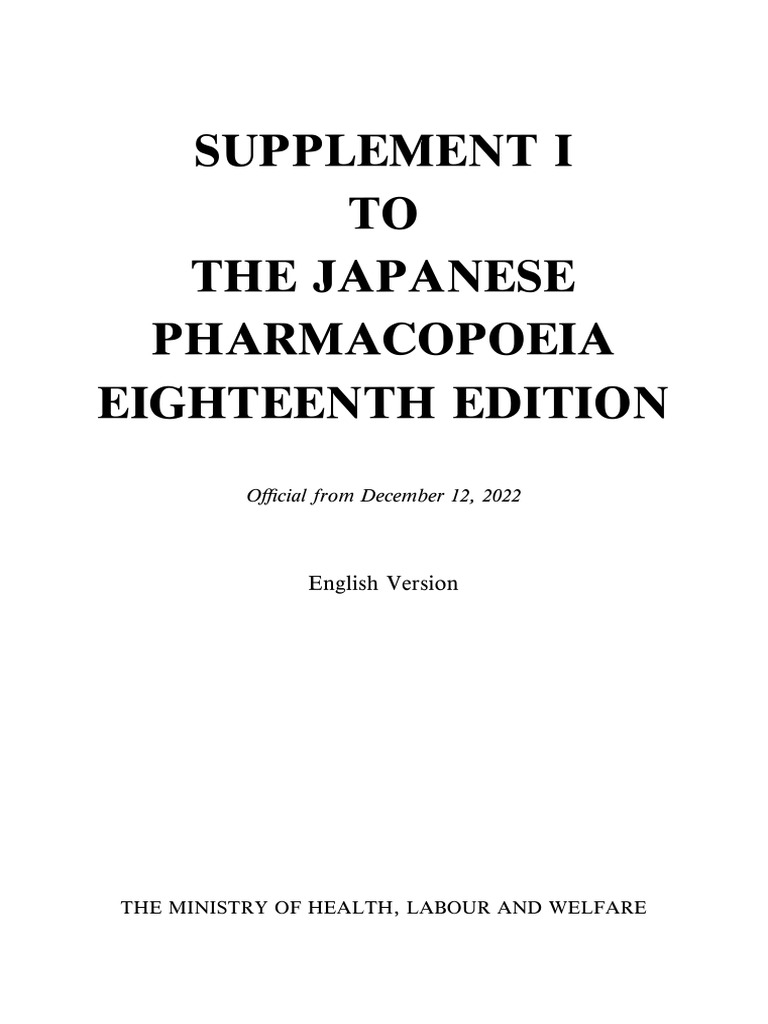Japanese Pharmacopoeia 18th Edition Supplement I | PDF | Salt (Chemistry)