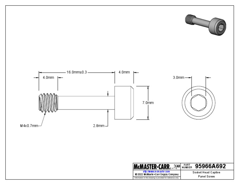 Socket Head Captive Panel Screw 95966 | PDF