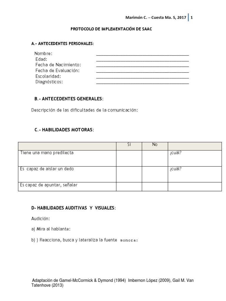 Protocolo de Implementación SAAC | PDF | Comunicación | Cognición