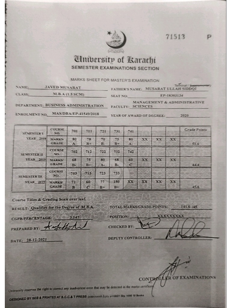 Marksheet | PDF