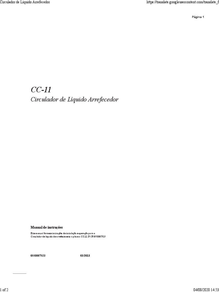 Manual Circulador Refrigerante CC11 | PDF