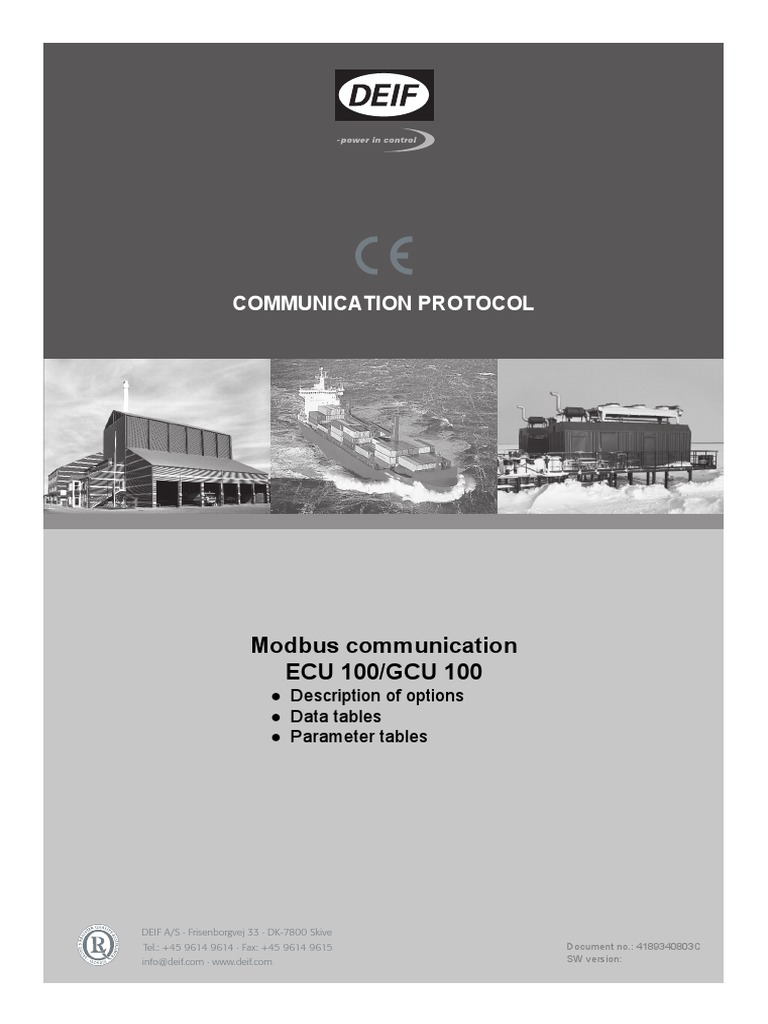 ECU 100, GCU 100, Modbus Communication, 4189340803 UK PDF