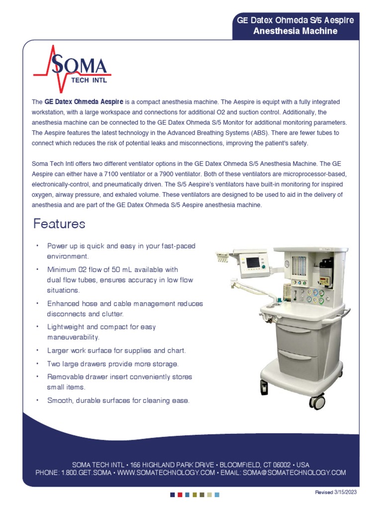 GE Datex Ohmeda Aespire Anesthesia Machine PDF