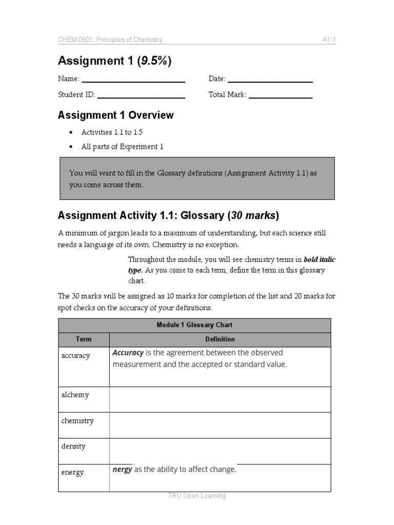 TRU Chemistry Contest Assignment 1 | PDF | Water | Heat