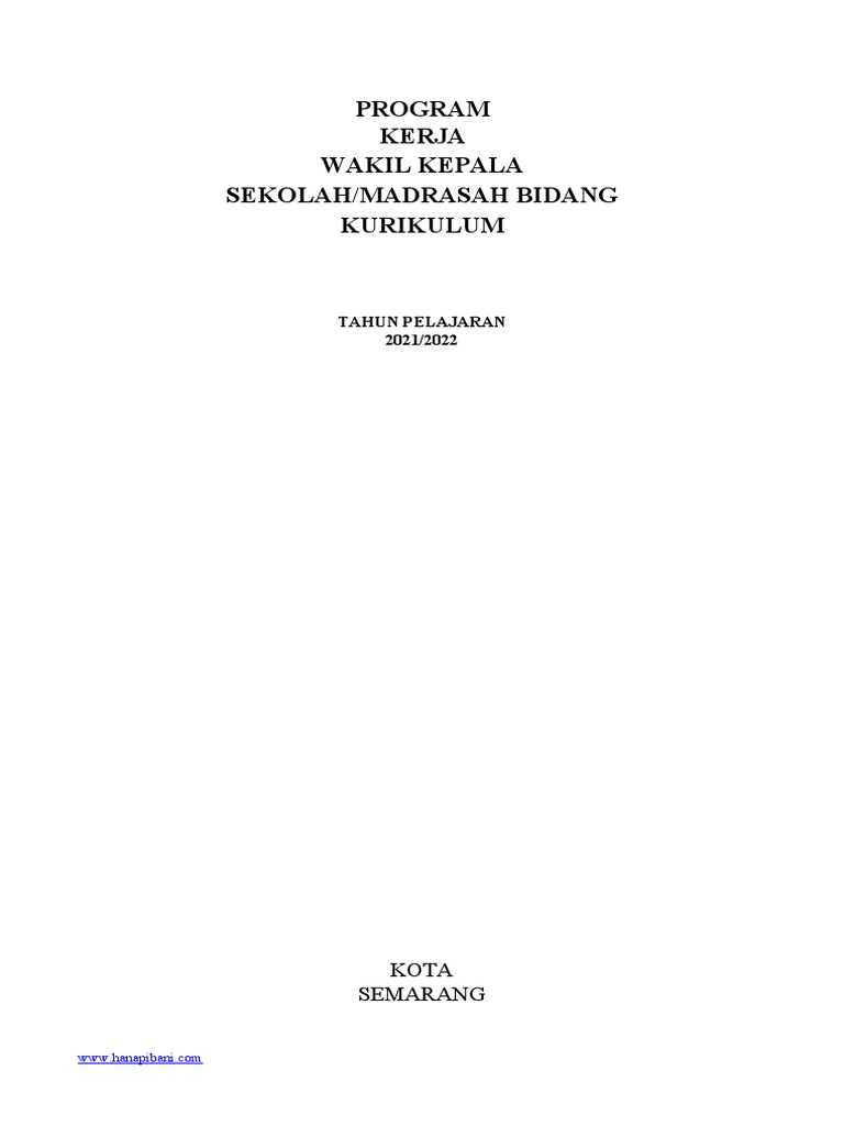 Program Kerja Waka Kurikulum 2021/2022 | PDF