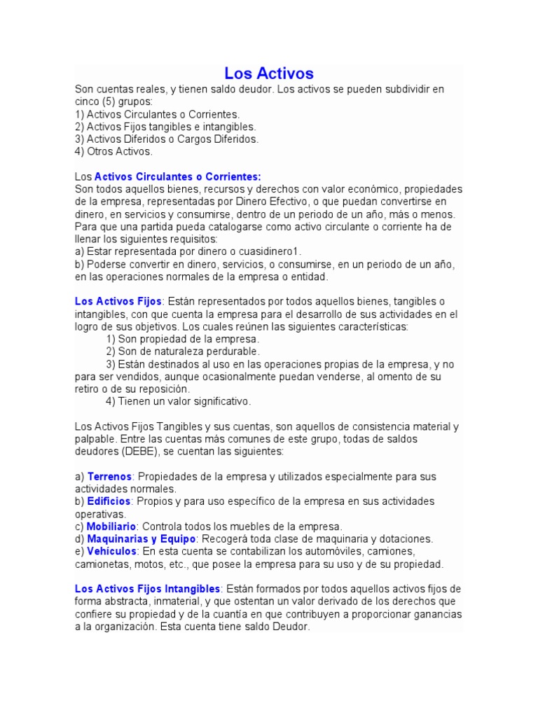 Clasificación de Activos y Pasivos Empresariales | PDF | Compartir ...