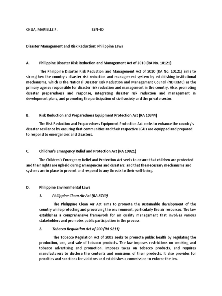 Laws in Disaster PDF Emergency Management Disaster Risk Reduction