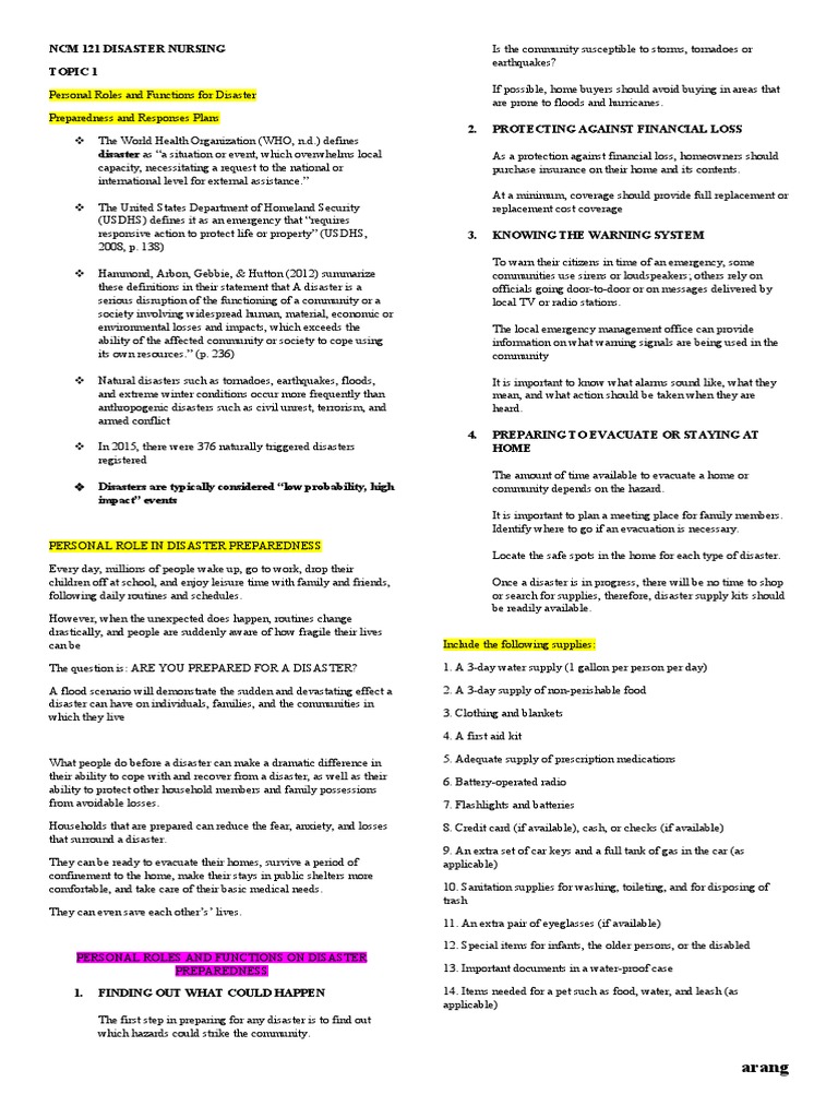 NCM 121 Finals | PDF | Emergency Management | Emergency
