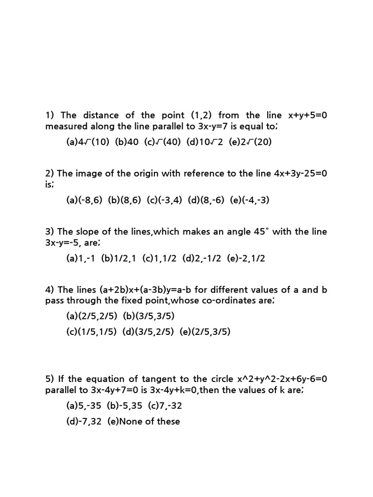 Mock Test - Mathematics | PDF | Algebraic Geometry | Euclid