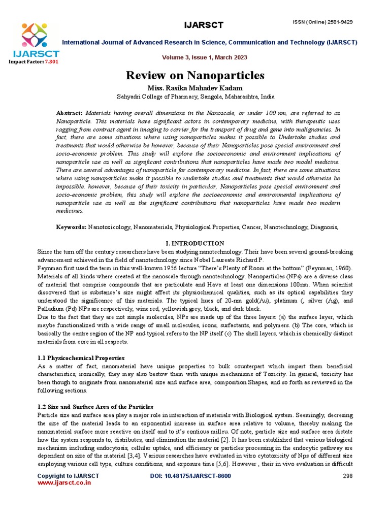 2023_Kadam_Review on Nanoparticles__Socioeconomical PDF