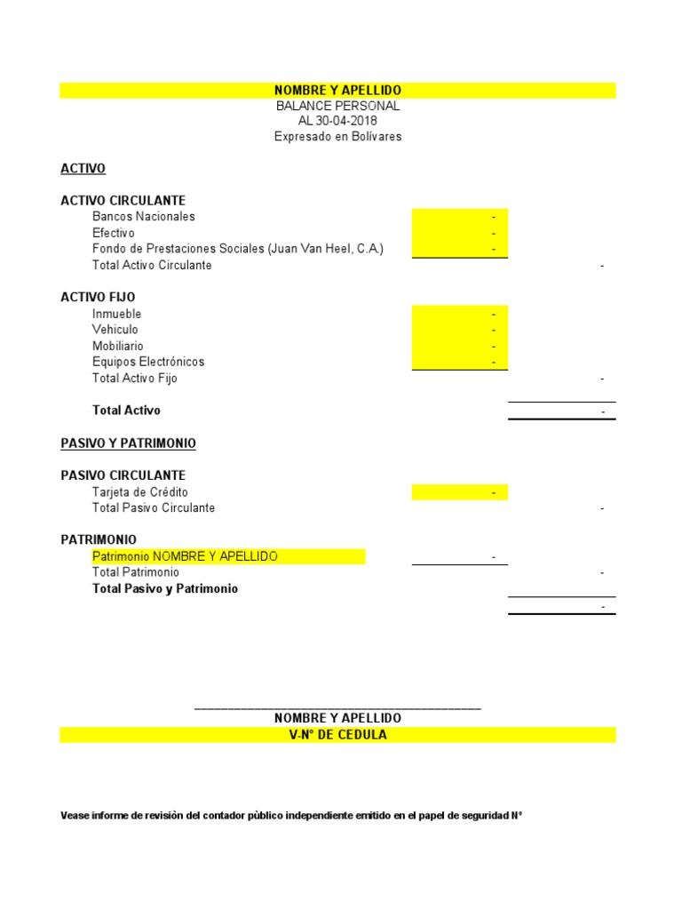 Balance Personal Venezuela 2018 | PDF | Finanzas y dinero