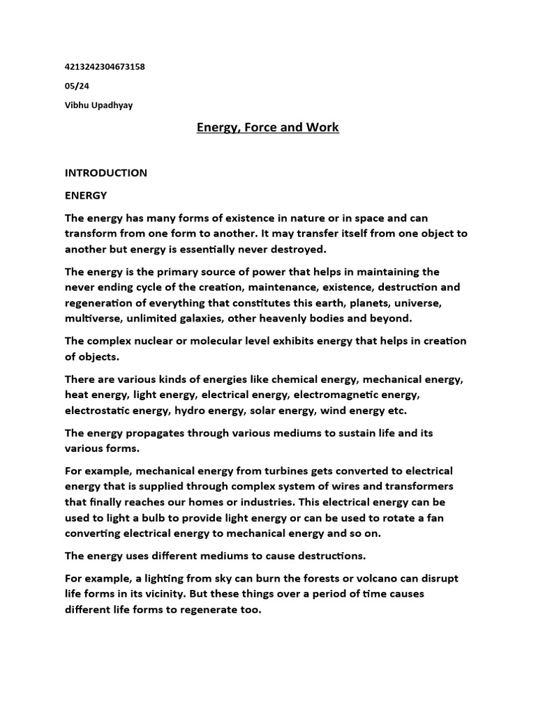 Energy work and force pdf force mass
