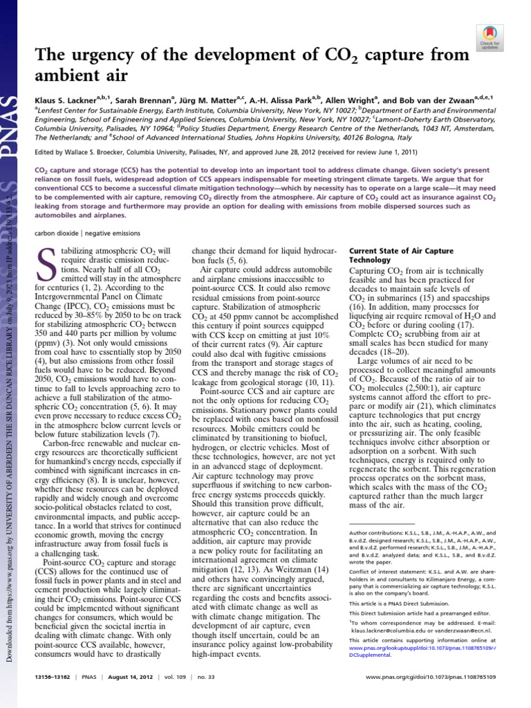 CO2 Air Capture: A Climate Solution | PDF | Carbon Capture And Storage ...