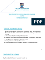 Business Statistics II Statistical Hypothesis 2020 2