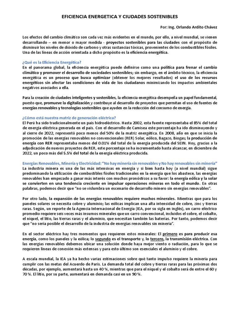 Eficiencia Energética en Ciudades Sostenibles | PDF | Uso eficiente de ...