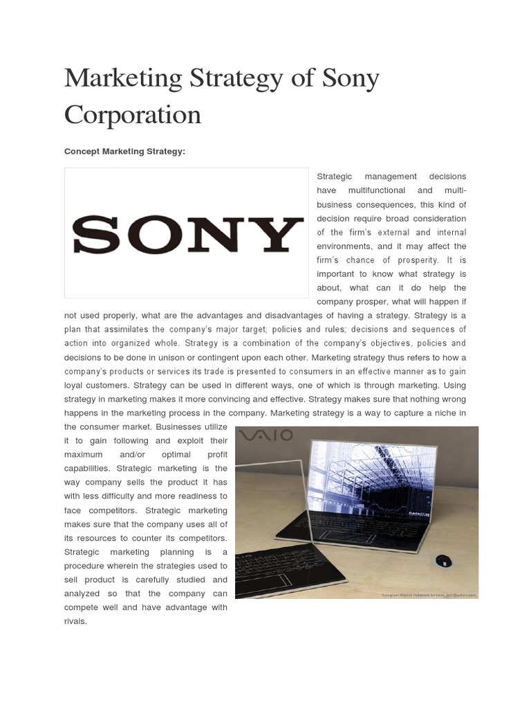 Case Study On Marketing Strategy of Sony Corporation | PDF | Strategic