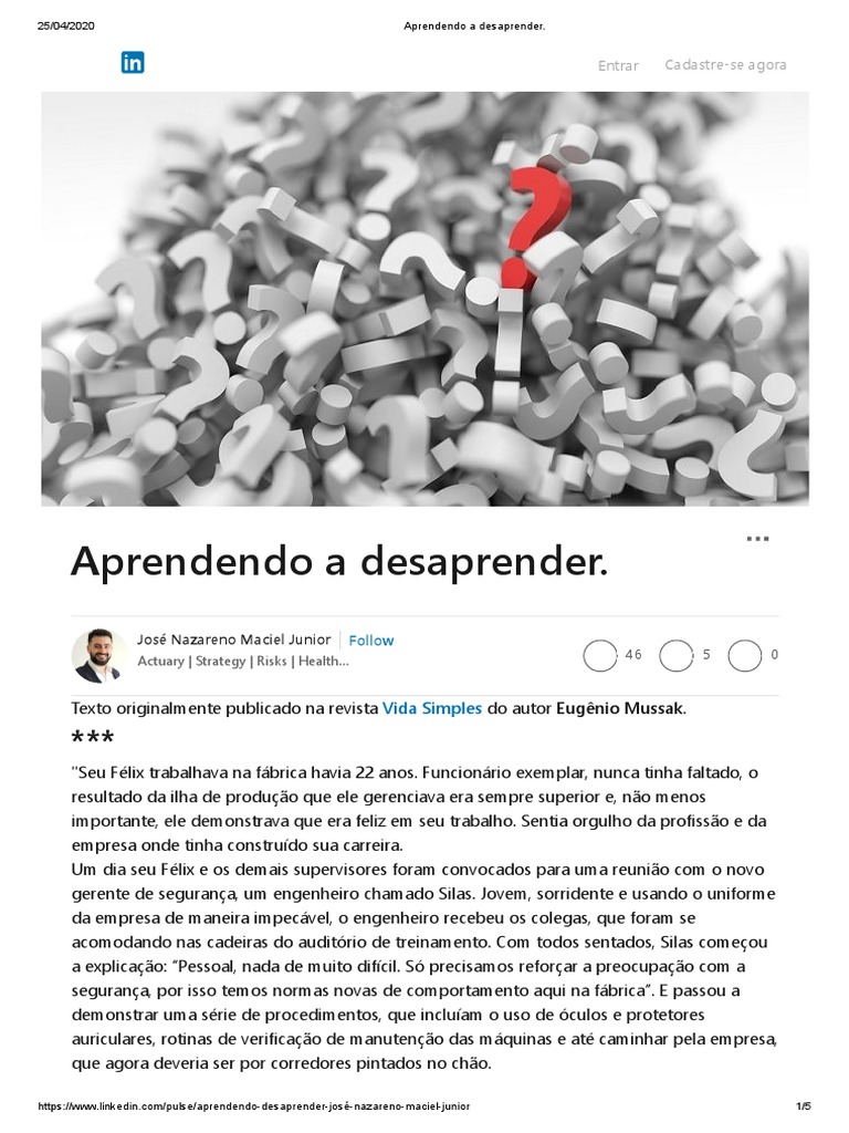 Aprendendo A Desaprender | PDF | Aprendizado | Conhecimento