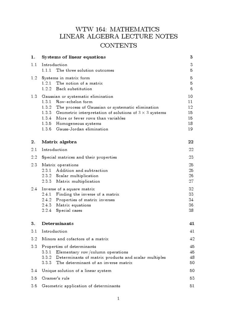 Linear Algebra Lecture Notes | PDF | Matrix (Mathematics) | Complex Number