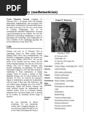 語学+参考書 The Philosophy of F. P. Ramsey Frank Ramsey (mathematician) - Wikipedia
