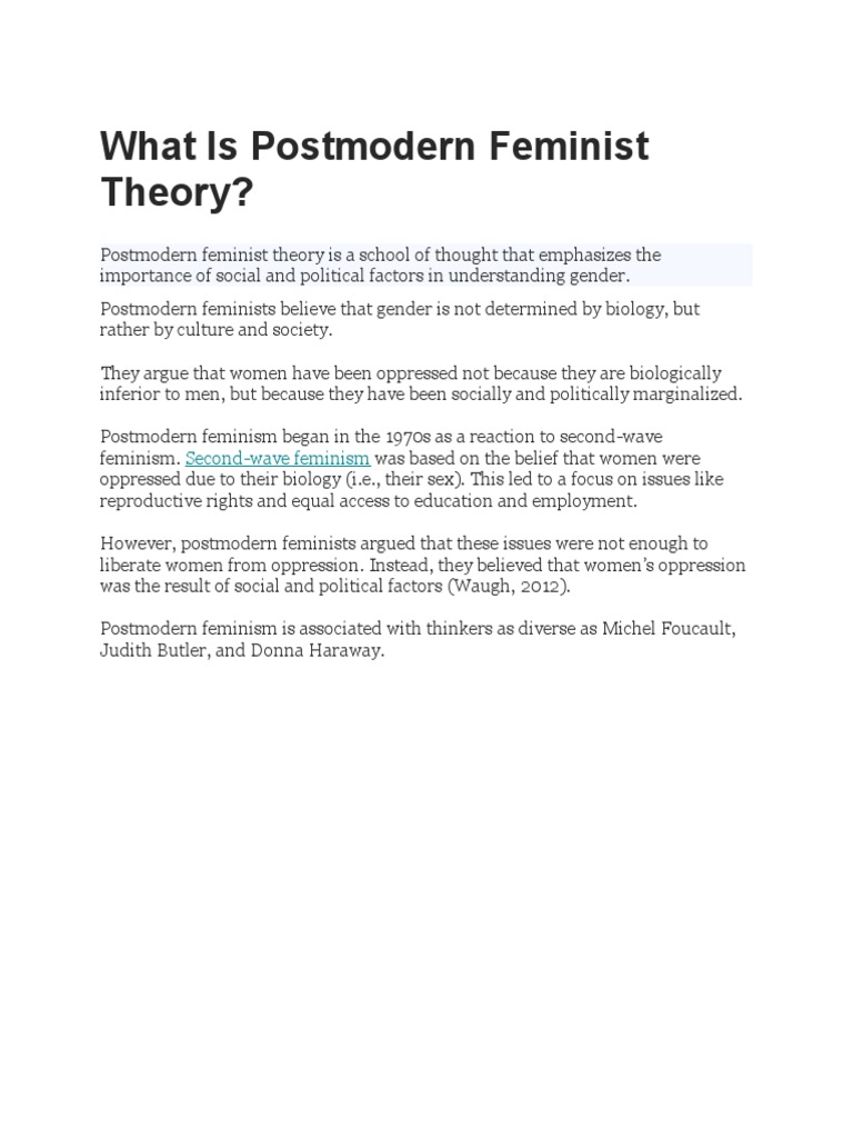 What Is Postmodern Feminist Theory PDF