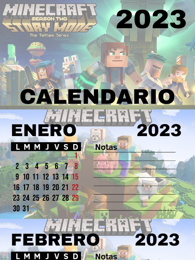 Calendario Escolar Minecraft 2023 | PDF