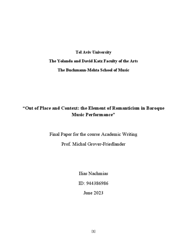 Romanticism in Baroque Music Performance | PDF