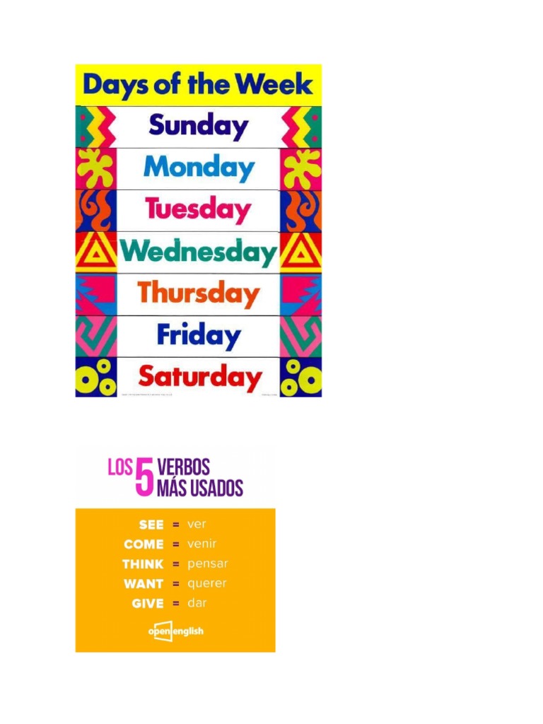 Dias De La Semana En Ingles PDF