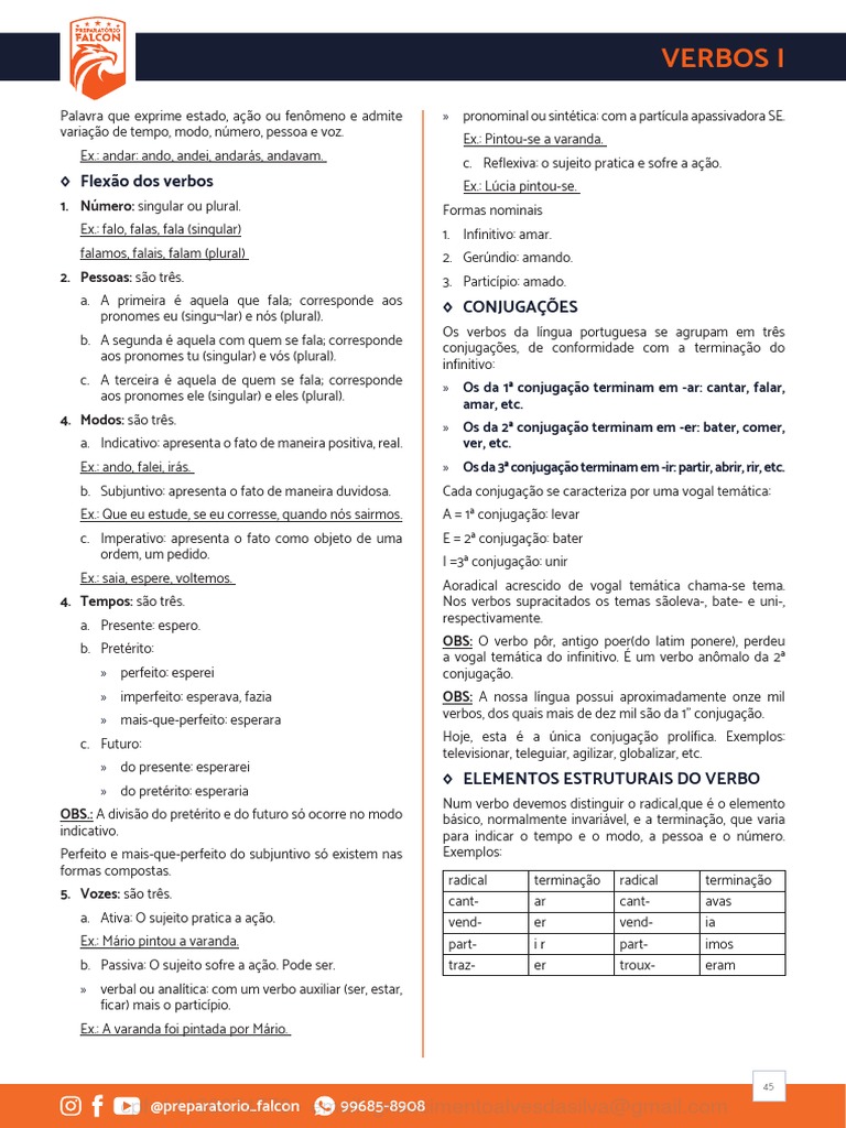 Flexão e Conjugação de Verbos em Português | PDF | Artes Linguísticas e ...