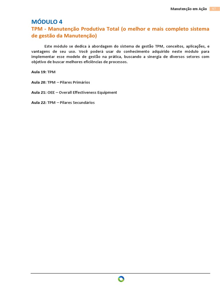 Workbook - Módulo 4 TPM | PDF