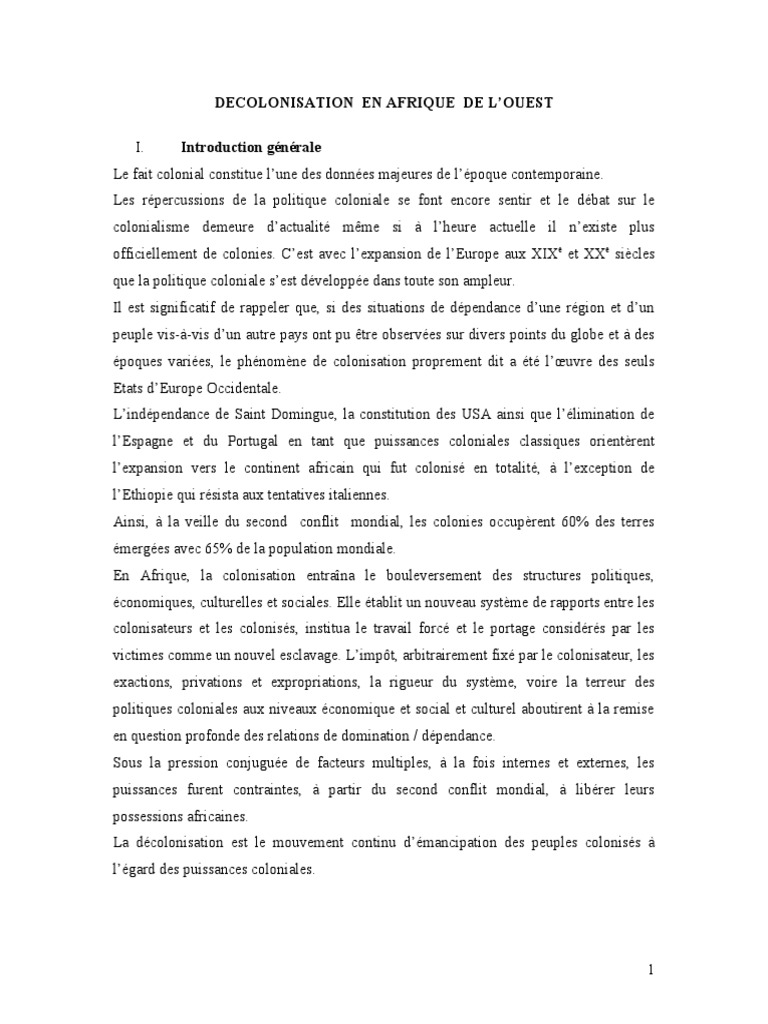 De Colonisation PDF