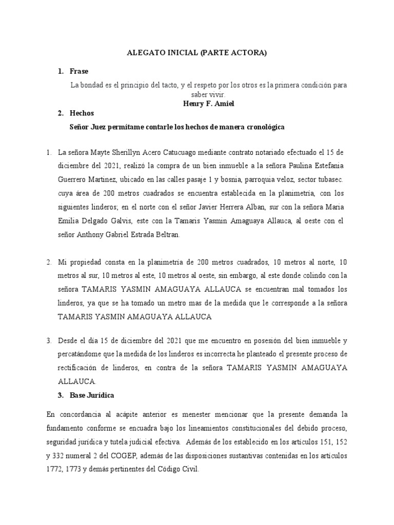 Alegatos de La Parte Actora | PDF | Demanda judicial | Gobierno