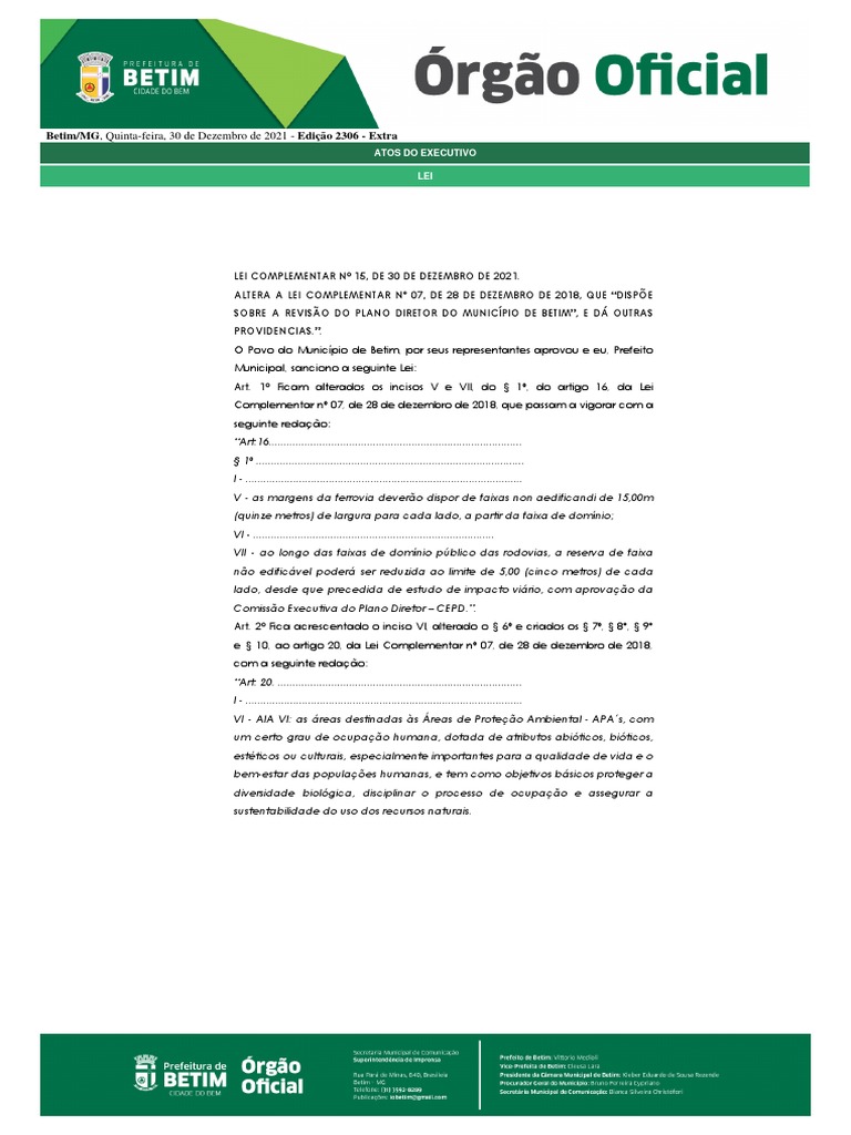 Orgão Oficial PD 20211 | PDF