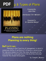 Planning & Types of Plans: Presented By: Abdul Wasi