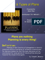 Planning & Types of Plans: Presented By: Abdul Wasi