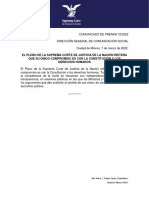 Comunicado - El Pleno de La Suprema Corte de Justicia de La Nación Reitera Que Su Único Compromiso Es Con La Constitución y Los Derechos Humanos