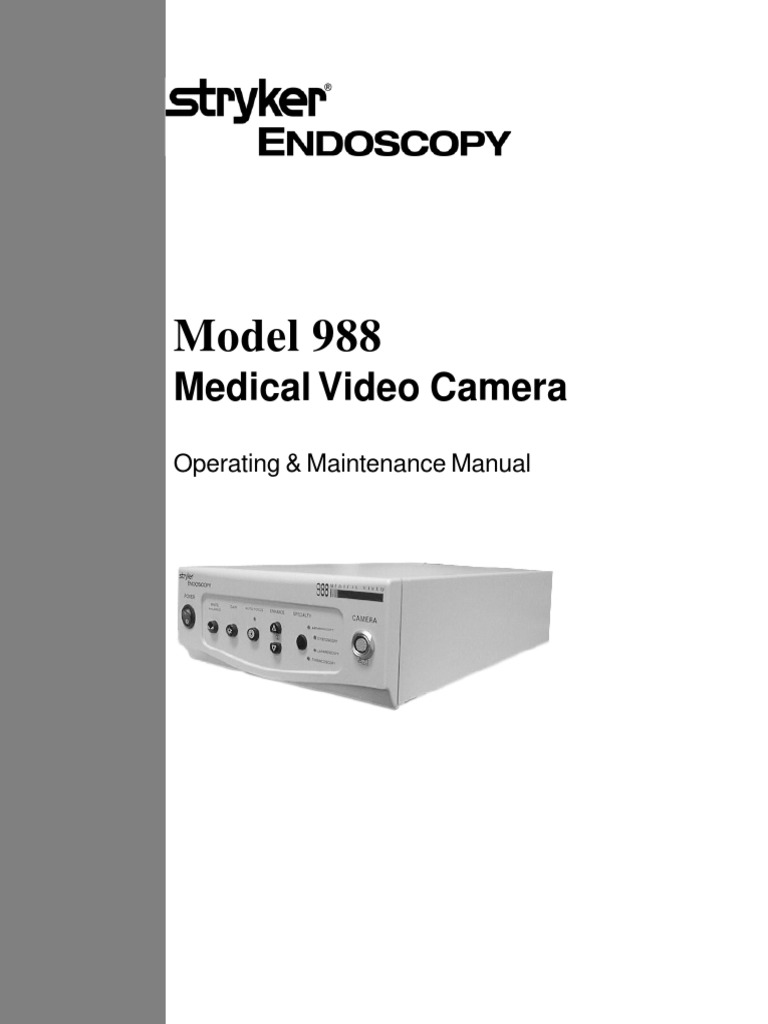 Stryker 988 User Manual PDF Sterilization (Microbiology) Camera