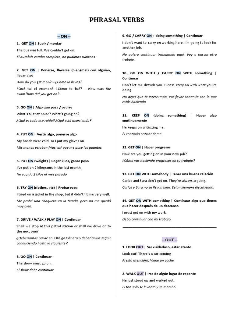Lista de Phrasal Verbs B2 en PDF | PDF