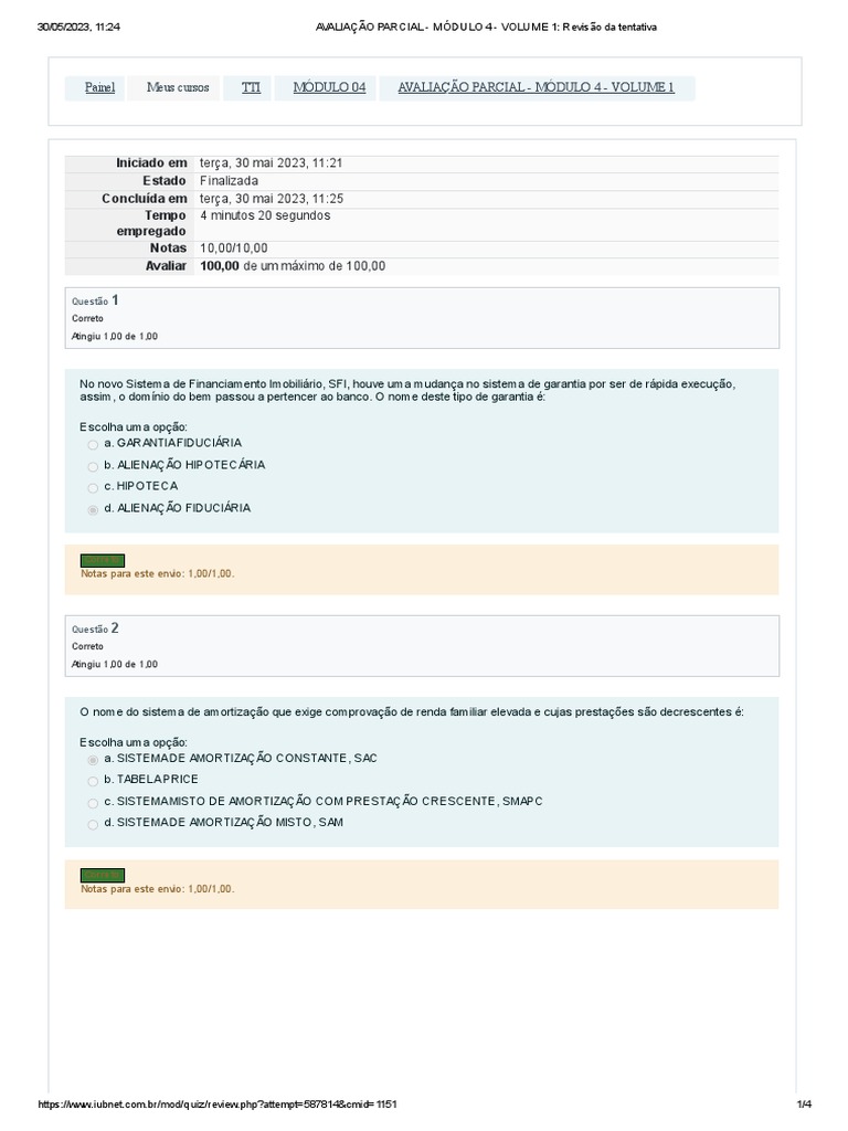 Avaliação Parcial - Módulo 4 - Volume 1 | PDF