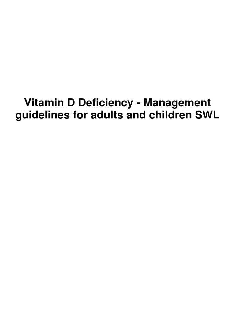 SWL Vitamin D Deficiency Guidelines | PDF | Dietary Supplements | Vitamin