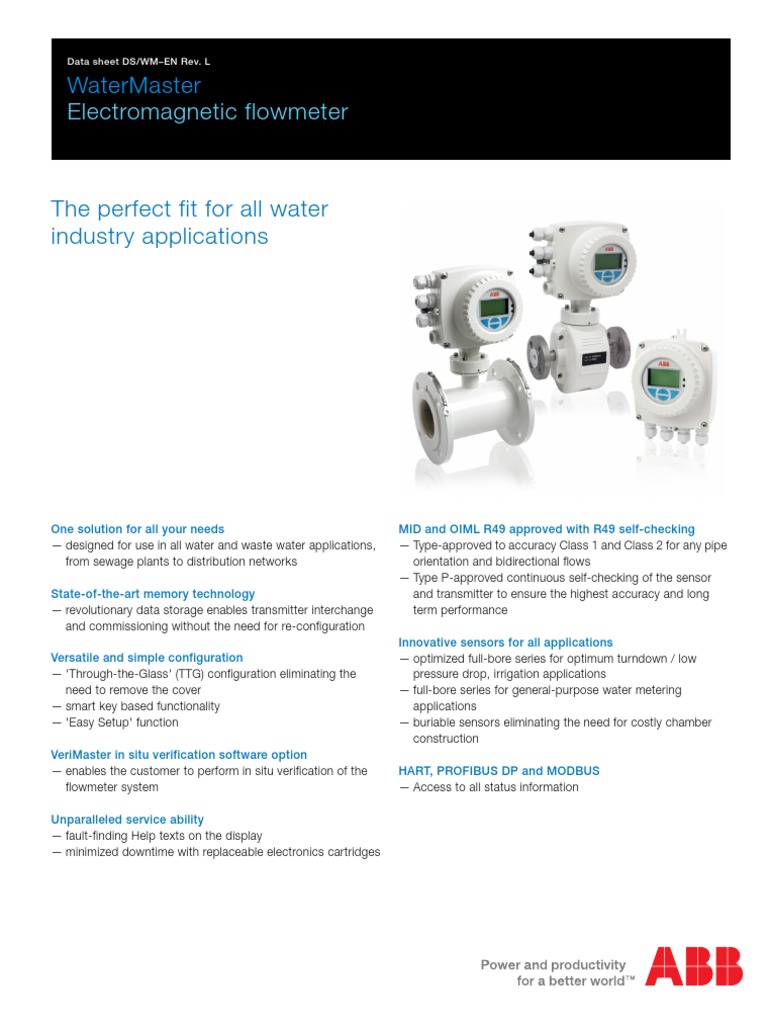 ABB Flowmeter F, V & W Series Data Sheet PDF Flow