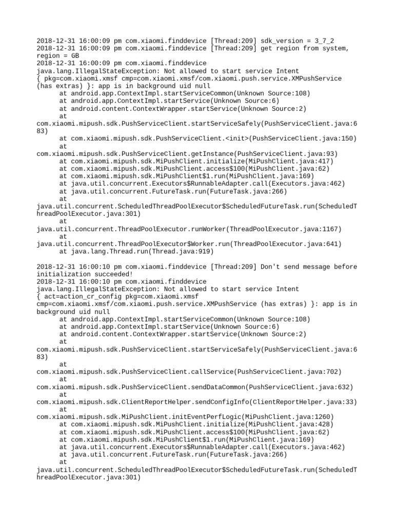 Xiaomi Service Intent Errors | PDF | Business | Computers