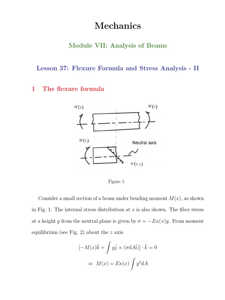 Flexure Formula and Stress Analysis 2 PDF Bending Beam (Structure)