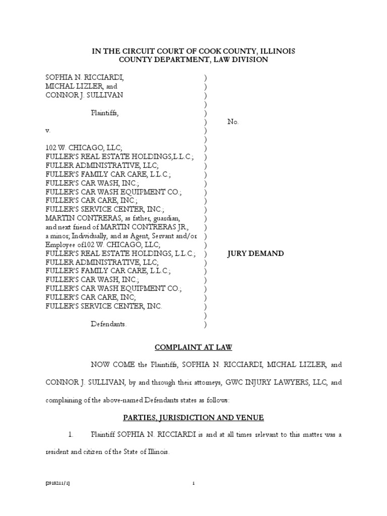 Lawsuit Against Fuller's Car Wash in Hinsdale PDF Negligence