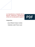 Artículo La Im1 Portancia e Impacto de La Lectura, Redacción y Pensamiento Crítico en La Educación Superior-1