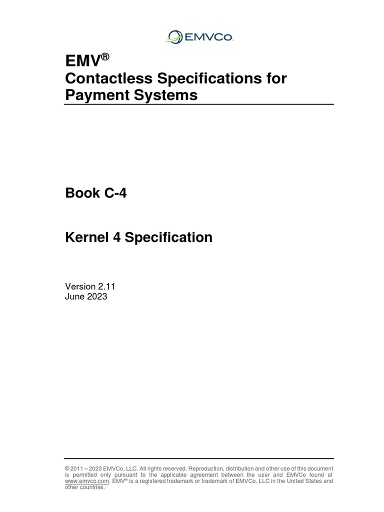 Kernel C 4 Specification v2.11 | PDF | Emv | Point Of Sale